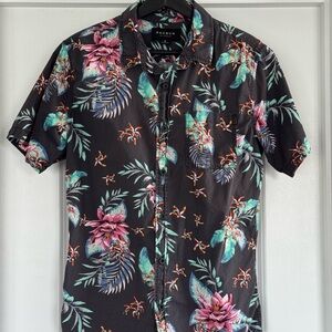 PacSun Men's Tropical Floral Shirt - Black and Pink